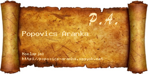 Popovics Aranka névjegykártya