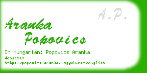 aranka popovics business card